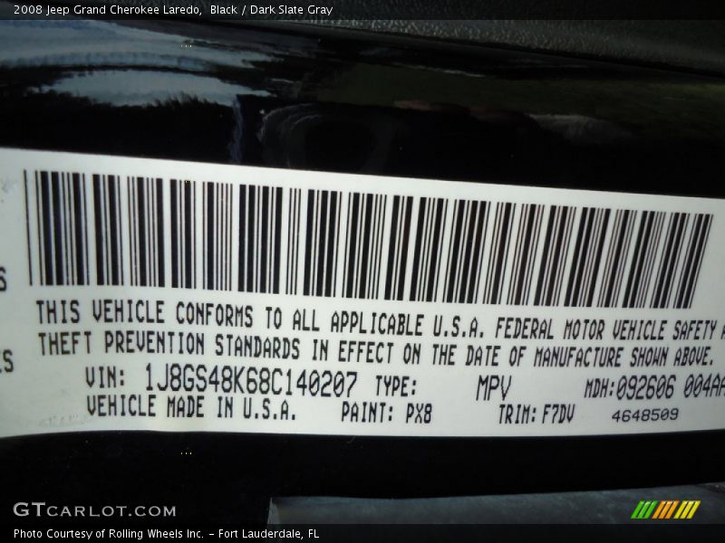 Black / Dark Slate Gray 2008 Jeep Grand Cherokee Laredo