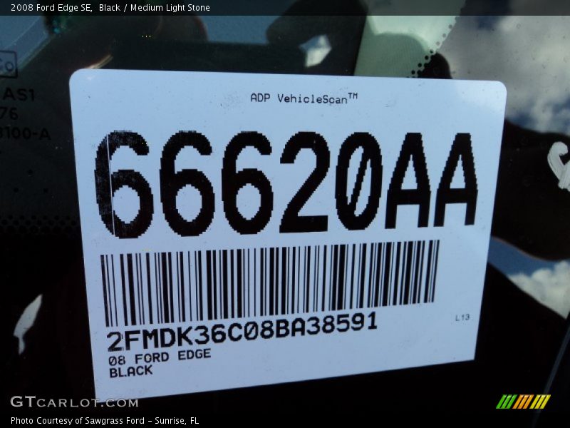 Black / Medium Light Stone 2008 Ford Edge SE