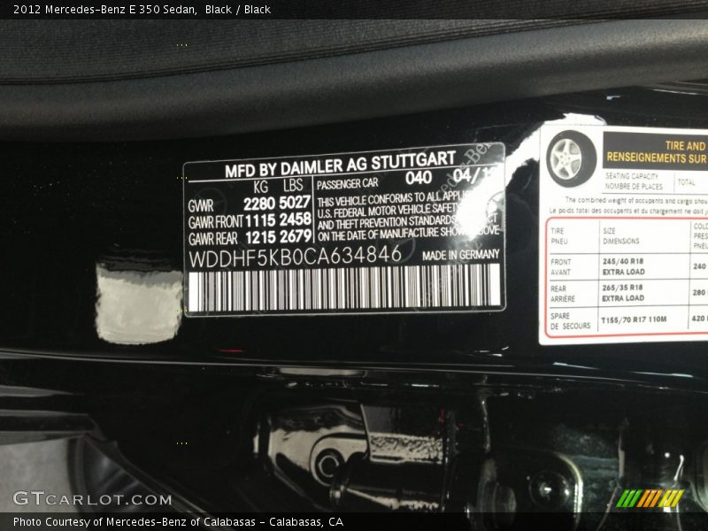 Black / Black 2012 Mercedes-Benz E 350 Sedan