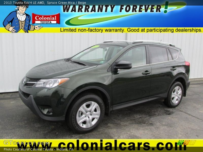 Spruce Green Mica / Beige 2013 Toyota RAV4 LE AWD