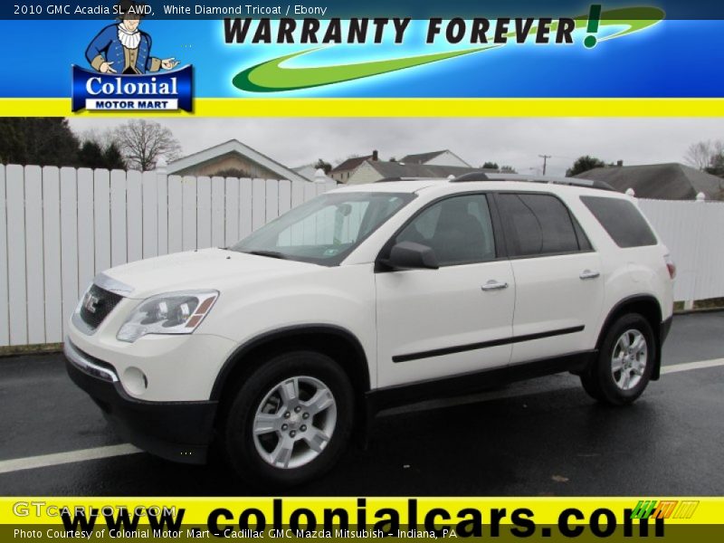 White Diamond Tricoat / Ebony 2010 GMC Acadia SL AWD