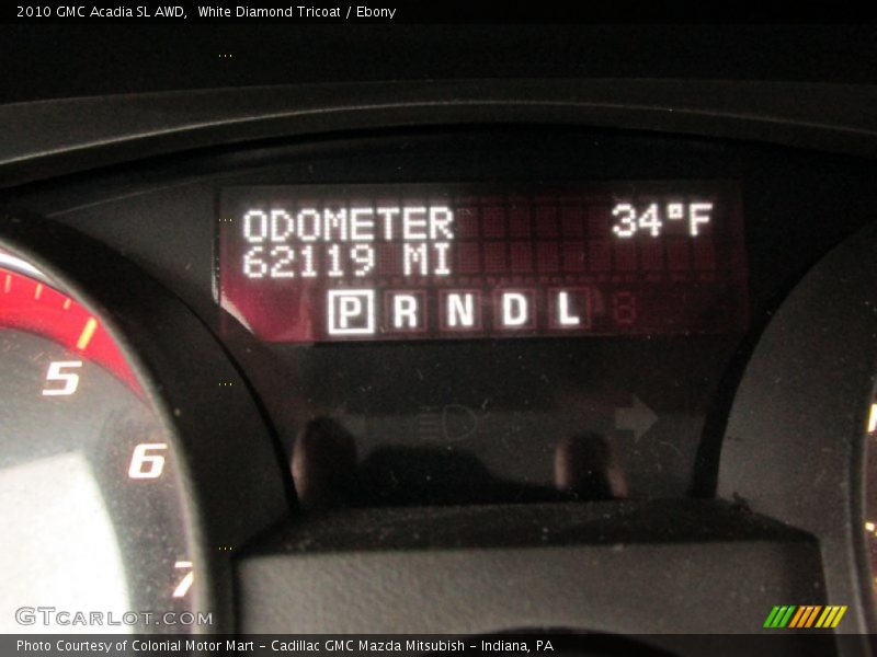 White Diamond Tricoat / Ebony 2010 GMC Acadia SL AWD