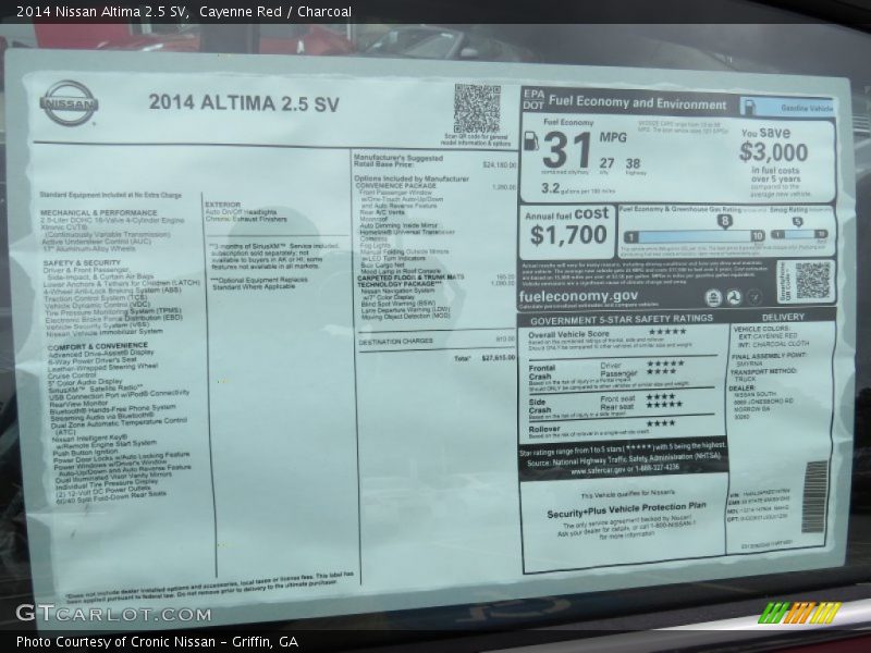 Cayenne Red / Charcoal 2014 Nissan Altima 2.5 SV