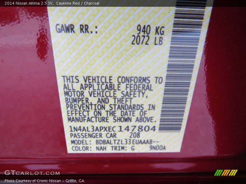 Cayenne Red / Charcoal 2014 Nissan Altima 2.5 SV