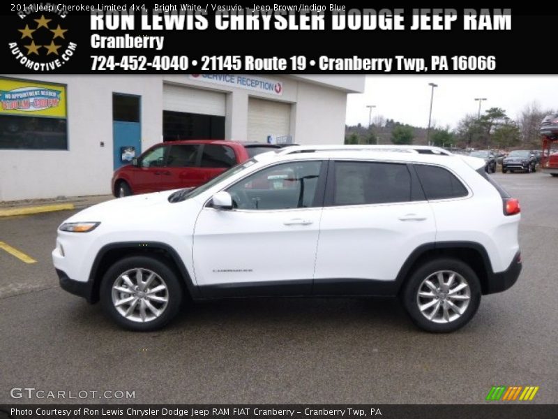 Bright White / Vesuvio - Jeep Brown/Indigo Blue 2014 Jeep Cherokee Limited 4x4