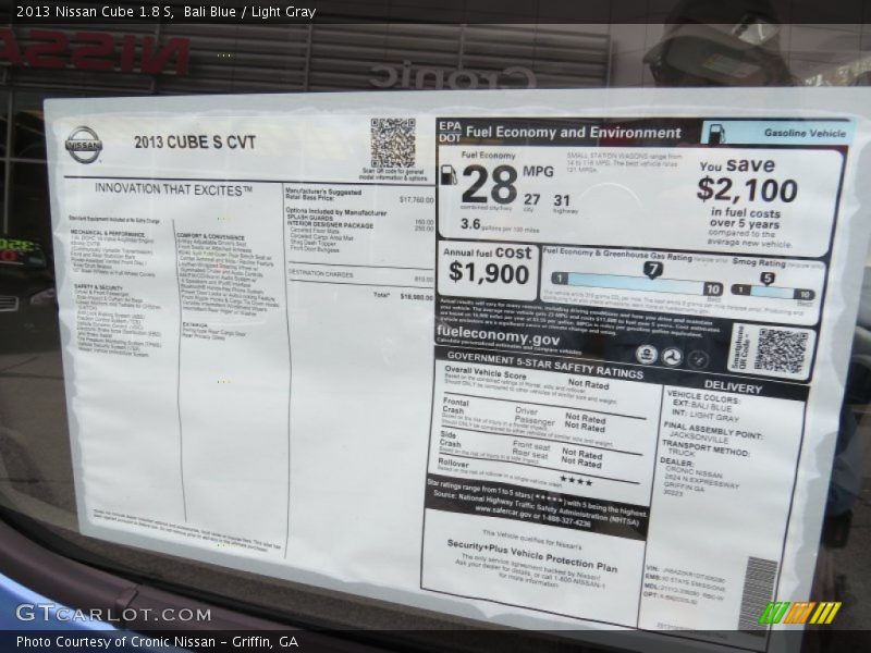 Bali Blue / Light Gray 2013 Nissan Cube 1.8 S