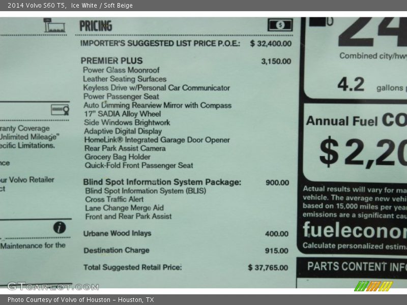 Ice White / Soft Beige 2014 Volvo S60 T5