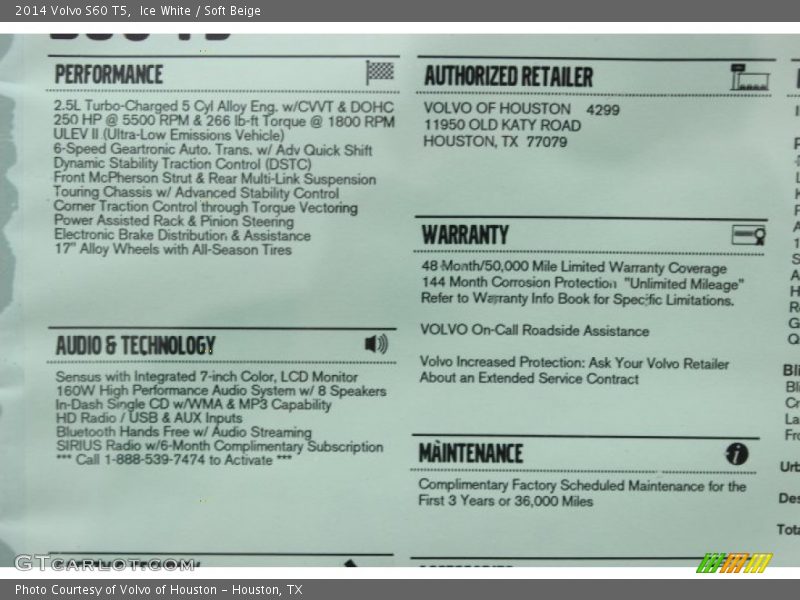 Ice White / Soft Beige 2014 Volvo S60 T5