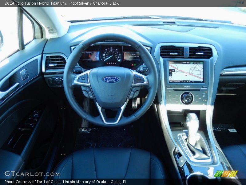 Ingot Silver / Charcoal Black 2014 Ford Fusion Hybrid Titanium