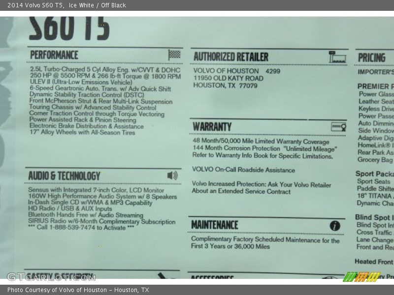 Ice White / Off Black 2014 Volvo S60 T5