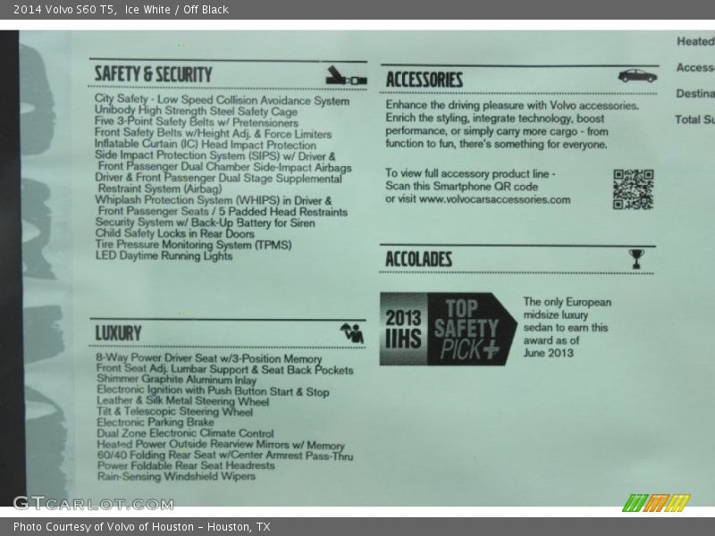 Ice White / Off Black 2014 Volvo S60 T5