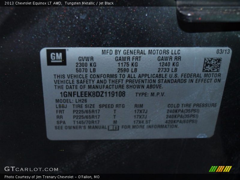 Tungsten Metallic / Jet Black 2013 Chevrolet Equinox LT AWD