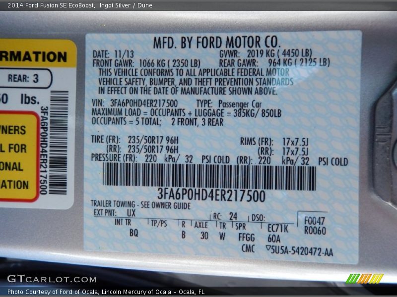 Ingot Silver / Dune 2014 Ford Fusion SE EcoBoost