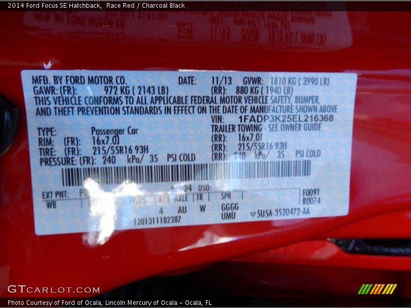 Race Red / Charcoal Black 2014 Ford Focus SE Hatchback