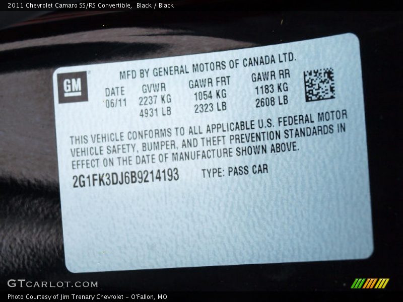 Black / Black 2011 Chevrolet Camaro SS/RS Convertible