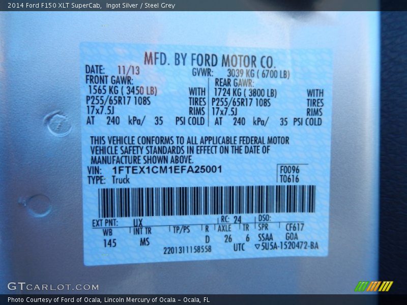 Ingot Silver / Steel Grey 2014 Ford F150 XLT SuperCab