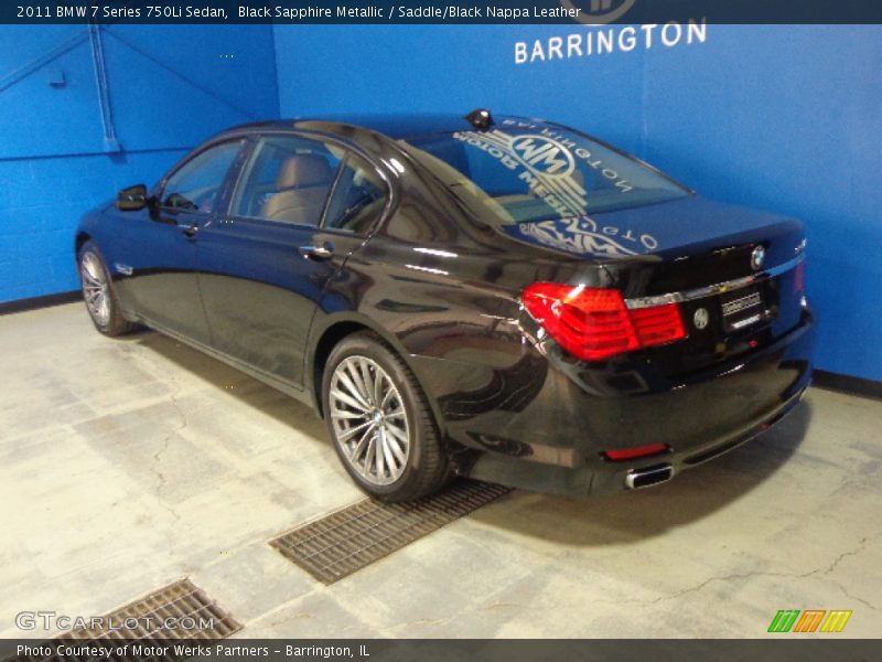 Black Sapphire Metallic / Saddle/Black Nappa Leather 2011 BMW 7 Series 750Li Sedan