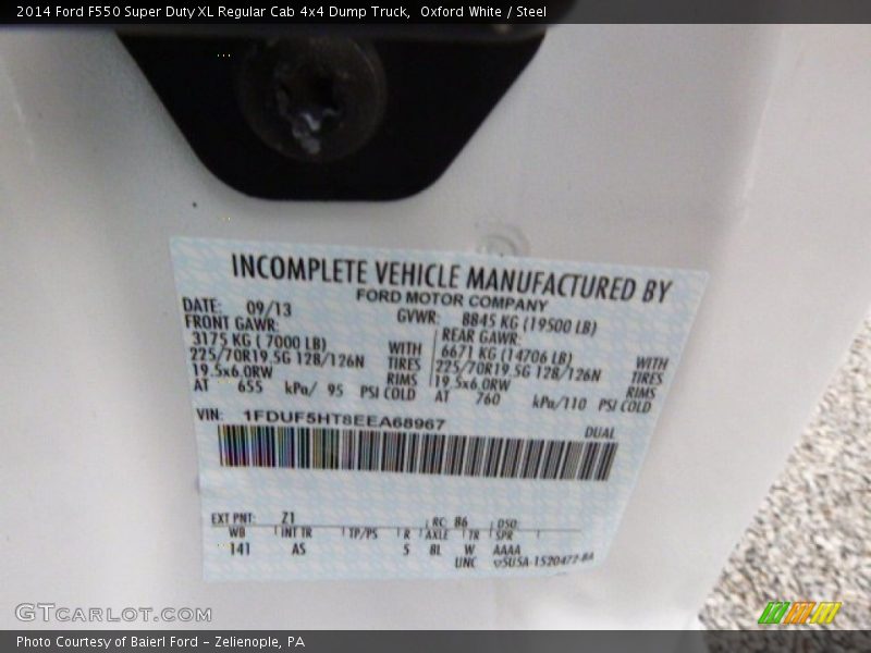 Oxford White / Steel 2014 Ford F550 Super Duty XL Regular Cab 4x4 Dump Truck