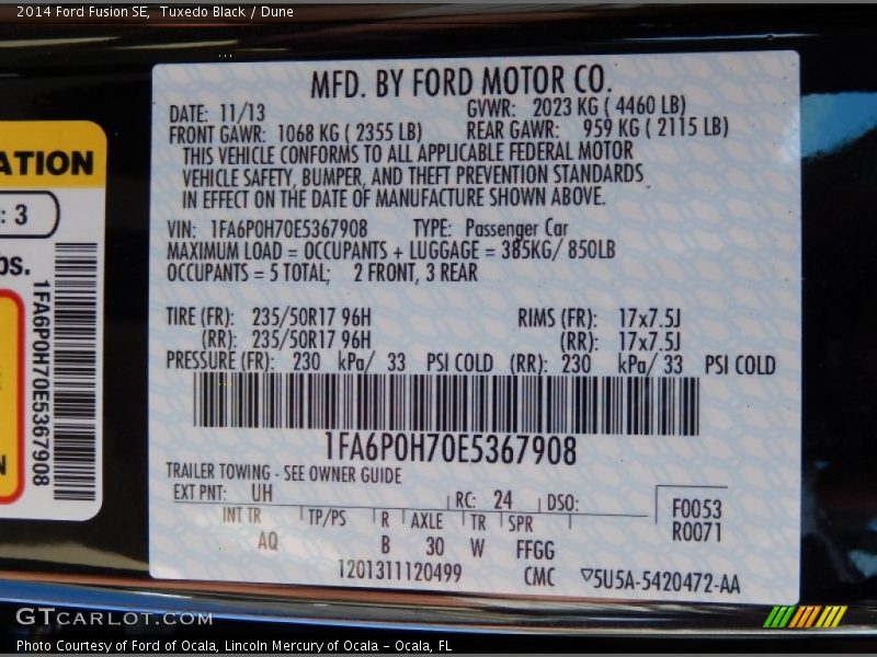 Tuxedo Black / Dune 2014 Ford Fusion SE