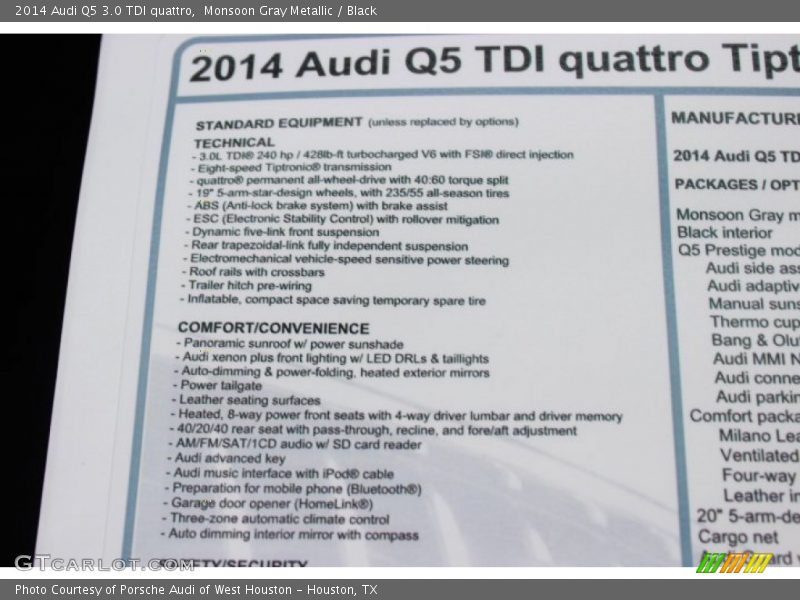  2014 Q5 3.0 TDI quattro Window Sticker