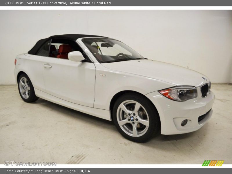 Alpine White / Coral Red 2013 BMW 1 Series 128i Convertible