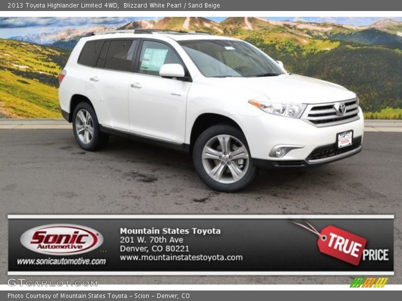 Blizzard White Pearl / Sand Beige 2013 Toyota Highlander Limited 4WD