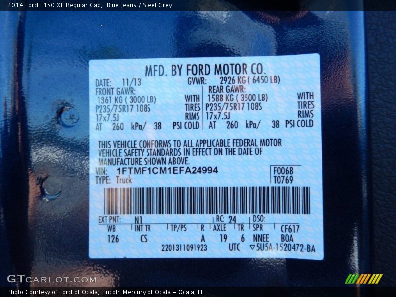 Blue Jeans / Steel Grey 2014 Ford F150 XL Regular Cab
