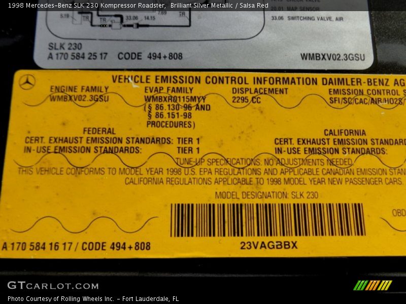 Brilliant Silver Metallic / Salsa Red 1998 Mercedes-Benz SLK 230 Kompressor Roadster