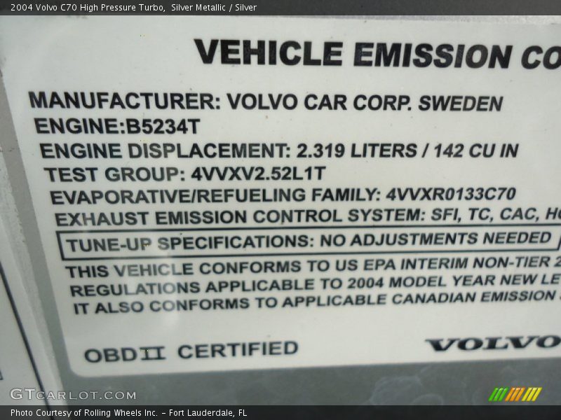 Silver Metallic / Silver 2004 Volvo C70 High Pressure Turbo