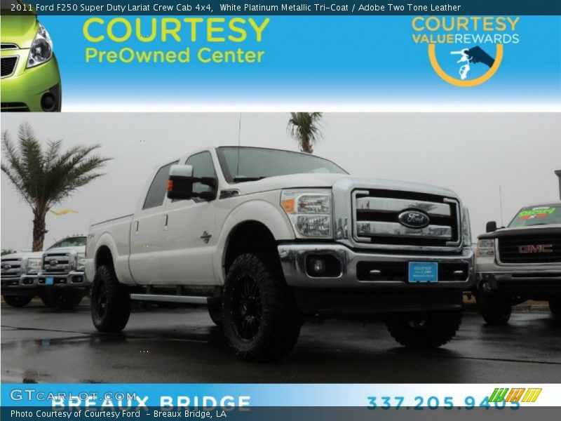 White Platinum Metallic Tri-Coat / Adobe Two Tone Leather 2011 Ford F250 Super Duty Lariat Crew Cab 4x4