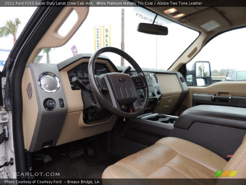 White Platinum Metallic Tri-Coat / Adobe Two Tone Leather 2011 Ford F250 Super Duty Lariat Crew Cab 4x4