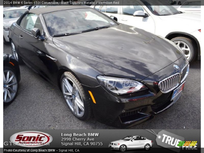 Black Sapphire Metallic / Vermilion Red 2014 BMW 6 Series 650i Convertible