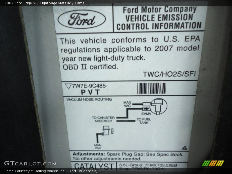 Light Sage Metallic / Camel 2007 Ford Edge SE