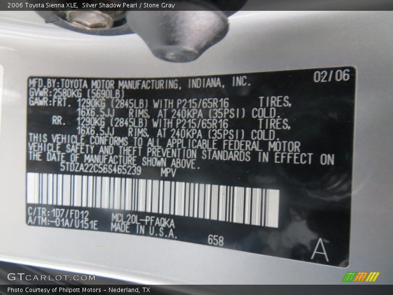 Silver Shadow Pearl / Stone Gray 2006 Toyota Sienna XLE