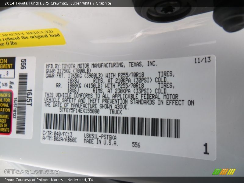 Super White / Graphite 2014 Toyota Tundra SR5 Crewmax