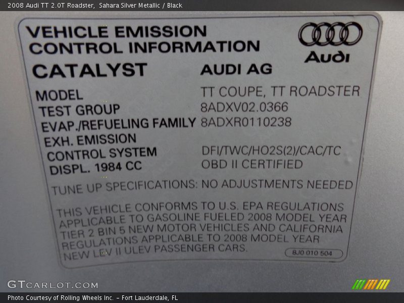 Sahara Silver Metallic / Black 2008 Audi TT 2.0T Roadster