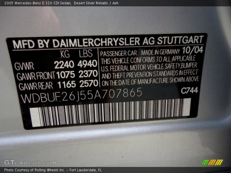 Desert Silver Metallic / Ash 2005 Mercedes-Benz E 320 CDI Sedan