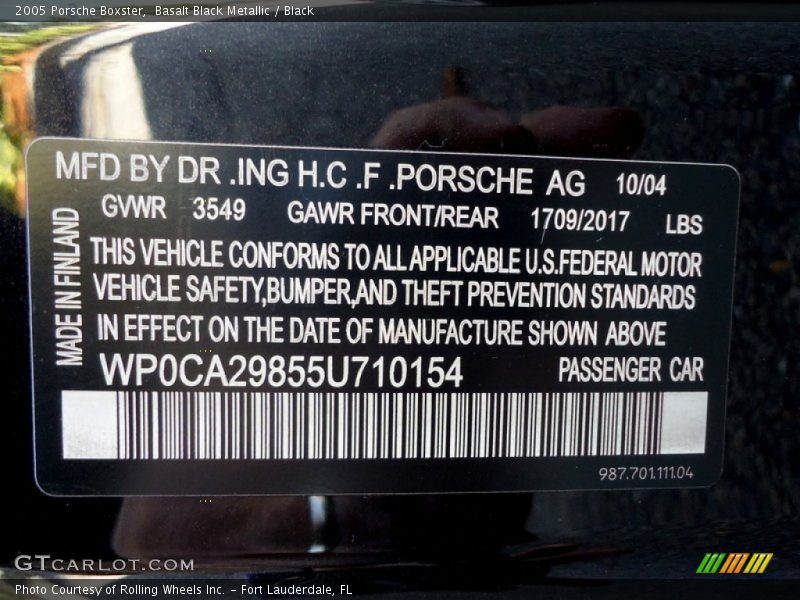 Basalt Black Metallic / Black 2005 Porsche Boxster