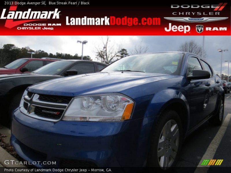 Blue Streak Pearl / Black 2013 Dodge Avenger SE