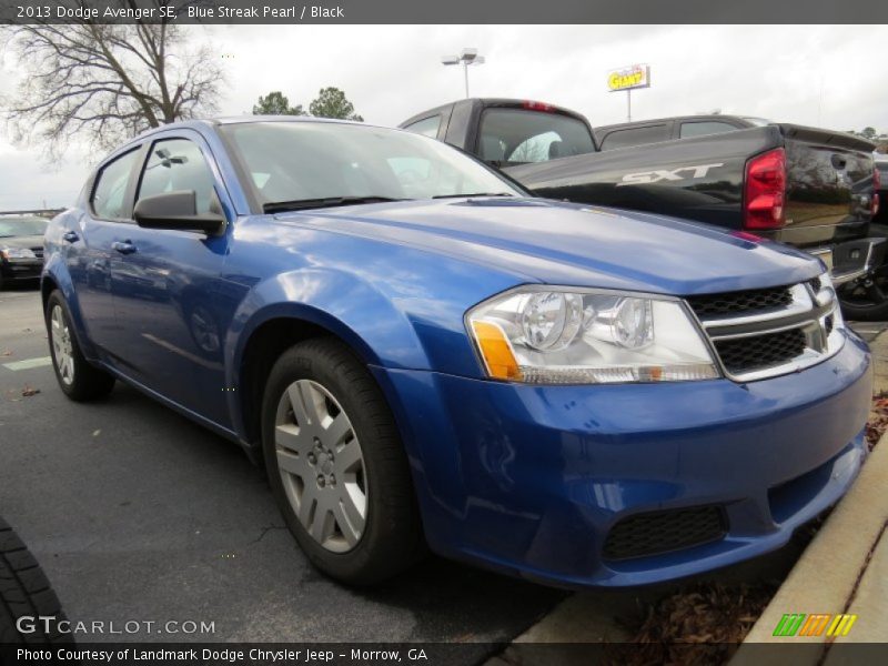 Blue Streak Pearl / Black 2013 Dodge Avenger SE
