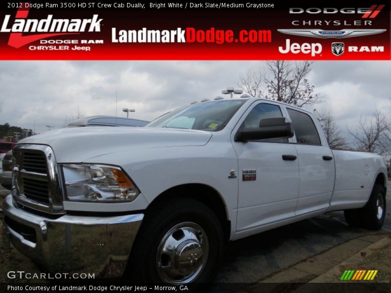 Bright White / Dark Slate/Medium Graystone 2012 Dodge Ram 3500 HD ST Crew Cab Dually