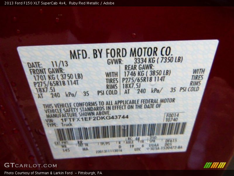 Ruby Red Metallic / Adobe 2013 Ford F150 XLT SuperCab 4x4
