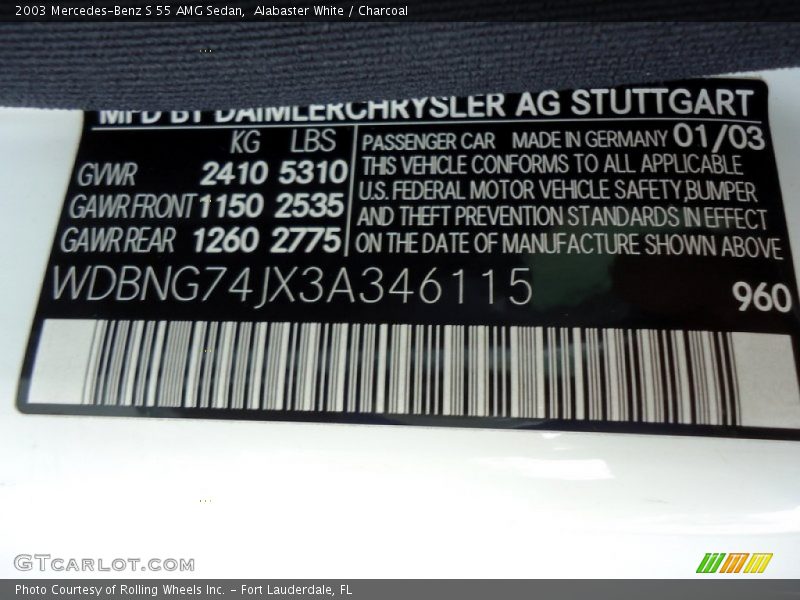 Alabaster White / Charcoal 2003 Mercedes-Benz S 55 AMG Sedan