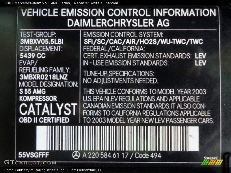 Alabaster White / Charcoal 2003 Mercedes-Benz S 55 AMG Sedan