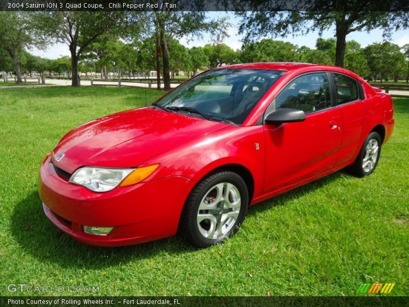 Chili Pepper Red / Tan 2004 Saturn ION 3 Quad Coupe