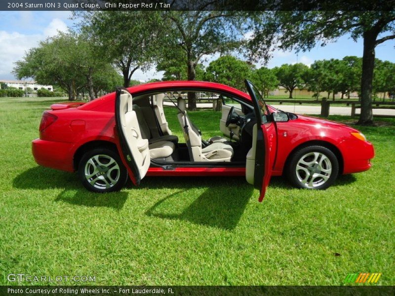 Chili Pepper Red / Tan 2004 Saturn ION 3 Quad Coupe