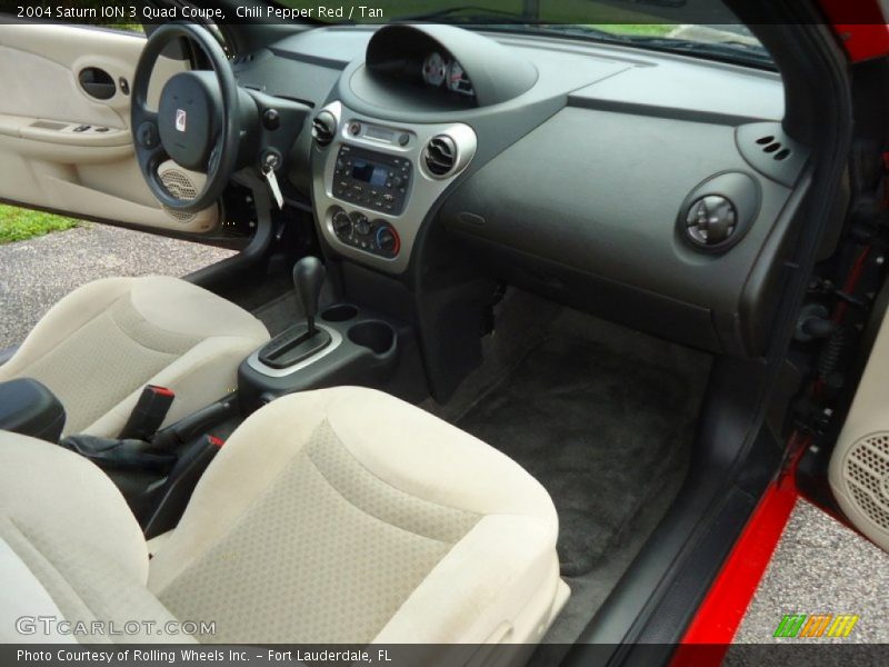 Chili Pepper Red / Tan 2004 Saturn ION 3 Quad Coupe