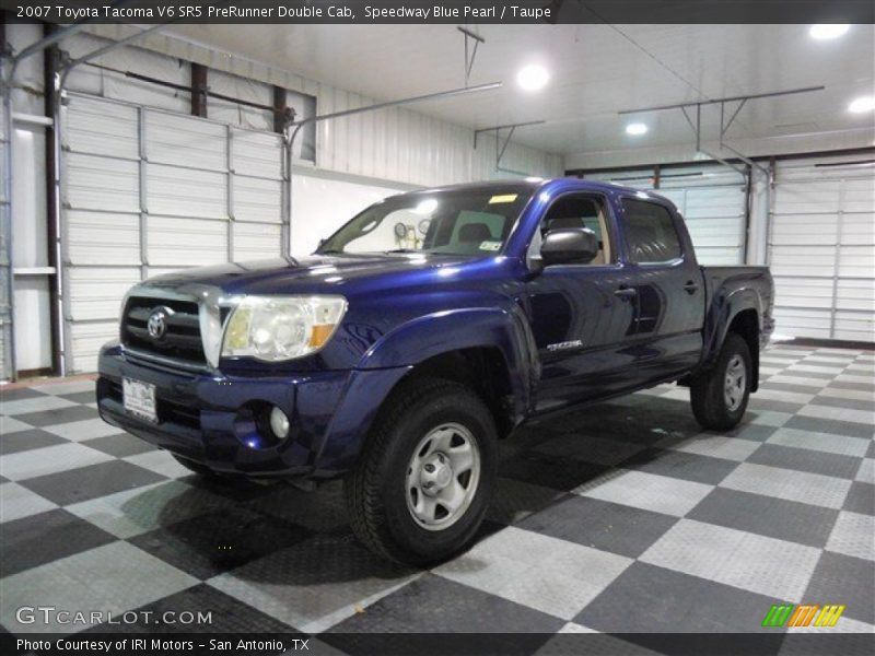 Speedway Blue Pearl / Taupe 2007 Toyota Tacoma V6 SR5 PreRunner Double Cab