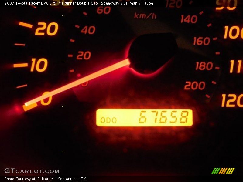 Speedway Blue Pearl / Taupe 2007 Toyota Tacoma V6 SR5 PreRunner Double Cab