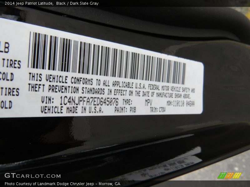 Black / Dark Slate Gray 2014 Jeep Patriot Latitude